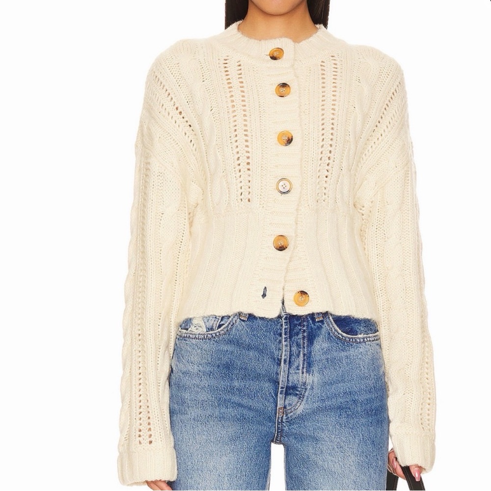 L'Academie Cream Cable Knit Cardigan
